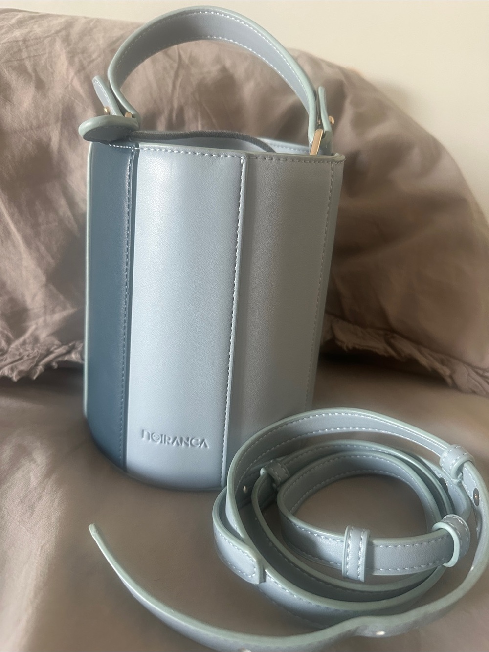 Powder Blue Mini Bucket Bag with Top Handle